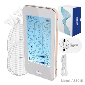 Stimulator muscular AresPro, 12 moduri, ecran tactil, reîncărcabil, cu electrozi, plăcuțe, masaj electric cu puls pentru ameliorarea durerii, rigidității și durerilor musculare