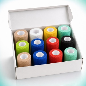 Set 12 Role Bandaj Autoadeziv Coeziv Kindmax LAP 10cm x 4.5m – Fașă Elastică Tip Coban pentru Compresie, Fixare și Suport Medical