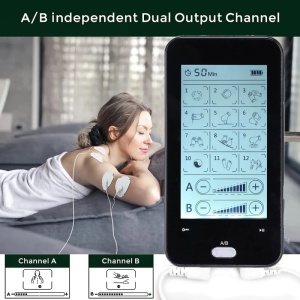 Stimulator muscular AresPro, 24 de moduri, ecran tactil, canal dublu, reîncărcabil, cu electrozi, plăcuțe, masaj electric cu puls pentru ameliorarea durerii, rigidității musculare și a durerilor musculare