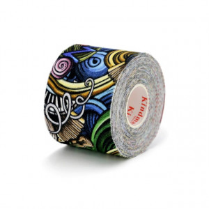 Bandă Kinesiologică Kindmax Graffiti 5cm x 5m – Bandă Elastică din Bumbac cu Imprimeu Colorat pentru Mușchi și Articulații