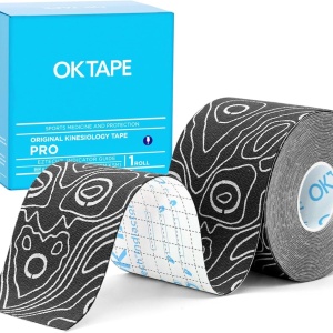 Bandă Kinesiologică OK TAPE PRO 5cm x 5m, Negru/Alb – Calitate Premium pentru Performanță și Recuperare