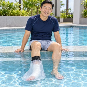 Protecție Impermeabilă Gips pentru Picior și Glezină (31 cm) – Husă Etanșă pentru Baie și Duș, Adulți - Img 5