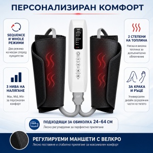 Aparat de Masaj pentru Picioare și Mâini cu Compresie Aer și Termoterapie AresPro – Presoterapie Profesională la Tine Acasă - Img 4
