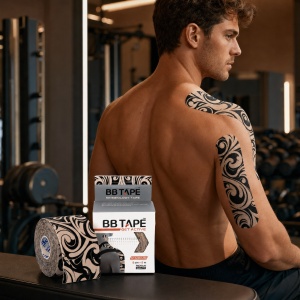 Banda Kinesio BBTape™ 5 cm × 5 m tatuaj corporal (Coreea de Sud) - Img 6