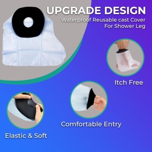 Protecție Impermeabilă Gips pentru Picior și Glezină (31 cm) – Husă Etanșă pentru Baie și Duș, Adulți - Img 5