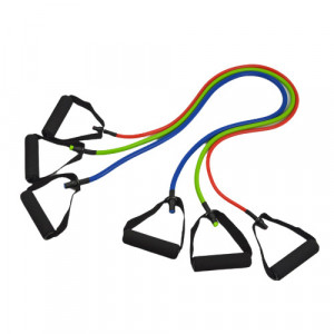 Set 3 Benzi Elastice de Antrenament cu Mânere – Elastice Profesionale din Latex pentru Fitness, Pilates și Kinetoterapie