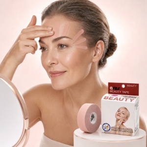 Bandă Kinesiologică Facială Ares Beauty Tape 2.5cm x 10m – Bandă Premium Coreeană pentru Lifting, Riduri și Estetică Facială - Img 2