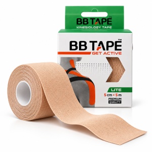 Bandă Kinesiologică pentru Piele Sensibilă BBTape LITE 5cm x 5m – Bandă Hipoalergenică din Bumbac pentru Copii, Față și Corp