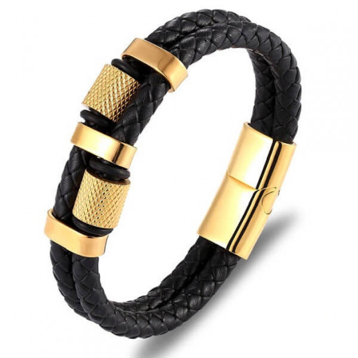 Bratara piele neagra Akzent