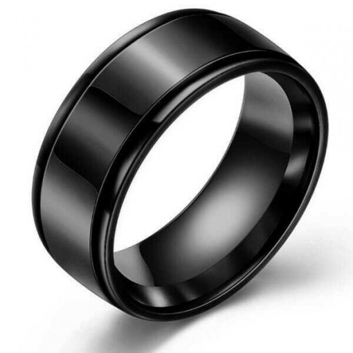 Inel inox negru barbati