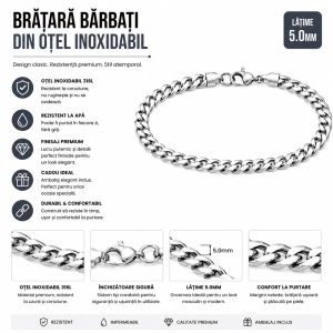 Bratara Barbati din Inox - Model Cuban N20