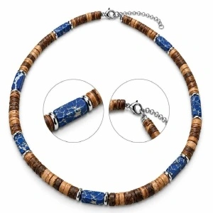 Colier handmade din Cocos și Piatră Royal Blue