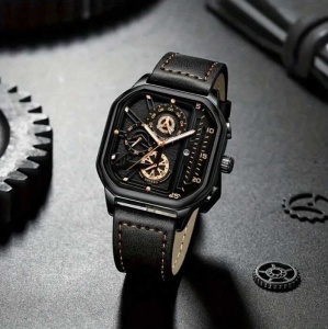 Set Cadou Bărbați Ceas Quartz Negru
