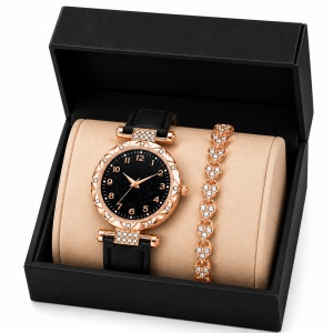 Set ceas damă rose gold cu brățară strălucitoare