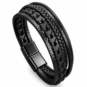 Brățară bărbătească din piele neagra