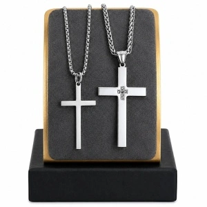 Set 2 Coliere Bărbați cu Cruce – Inox și Zirconia