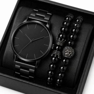 Set Cadou Bărbați Ceas Negru Quartz