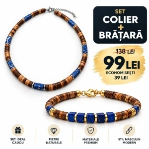 Set Cadou Bărbați Colier și Brățară cu Pietre Naturale