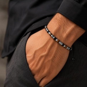 Brățară Bărbătească din Obsidian și Hematite