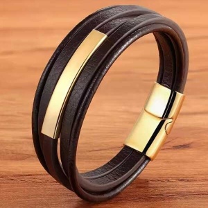 Bratara barbati Carbon Gold