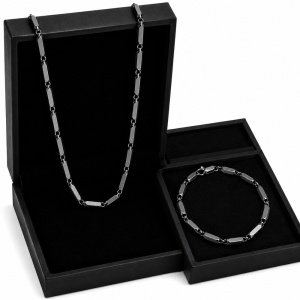 Set Cadou Bărbați din Inox – Colier și Brățară Negre
