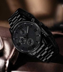 Set cadou ceas negru cu accesorii