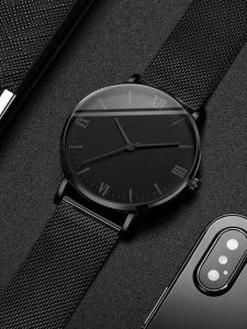 Set ceas bărbați inox negru + brățară
