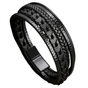 Brățară bărbătească din piele neagra