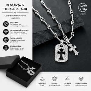 Colier Bărbați din Inox cu Zirconia