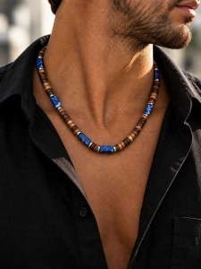 Colier handmade din Cocos și Piatră Royal Blue - Img 3