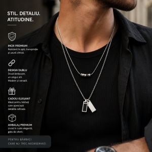Set 2 Coliere Bărbați din Oțel Inoxidabil N16