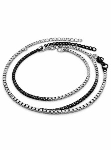 Set 4 Brățări Bărbați Argintiu și Negru
