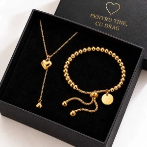 Set Bijuterii Damă – Brățară & Colier cu Inimă
