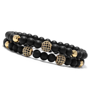 Set brățări cu zirconia si margele