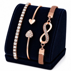 Set Cadou Damă Ceas Rose Gold cu Cristale