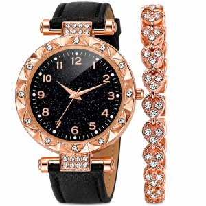 Set ceas damă rose gold cu brățară strălucitoare