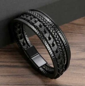 Brățară bărbătească din piele neagra