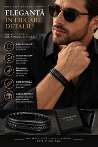 Brățară bărbătească din piele neagra