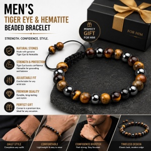 Brățară Bărbați din Piatră Naturală Tiger Eye