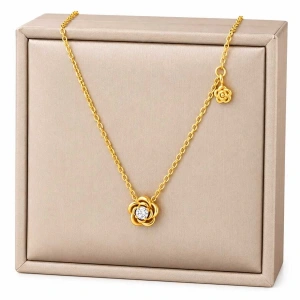 Colier Damă Placat cu Aur 18K, Pandantiv Floare