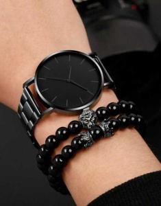 Set Cadou Bărbați Ceas Negru Quartz