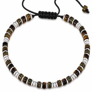 Brățară Bărbați Blue Tiger Eye din Pietre Naturale și Șnur