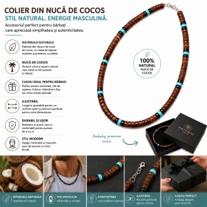 Colier Bărbați din Cocos și Turcoaz