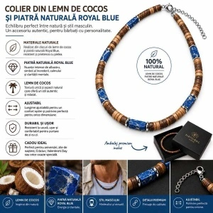 Colier handmade din Cocos și Piatră Royal Blue - Img 2
