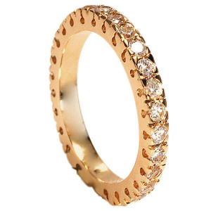 Inel de dama suflat cu aur 18K si cristale