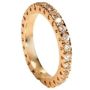 Inel de dama suflat cu aur 18K si cristale