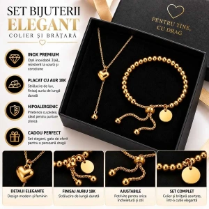 Set Bijuterii Damă – Brățară & Colier cu Inimă