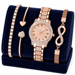 Set Cadou Damă Ceas Rose Gold cu Cristale