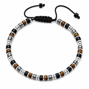 Brățară Bărbătească din Obsidian și Hematite