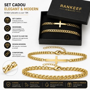 Set 2 Brățări Bărbați din Inox Placate cu Aur 18K N11